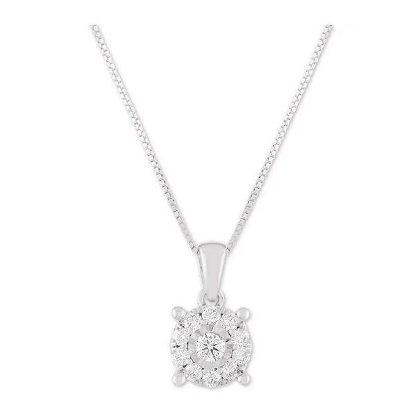 Diamond Halo 18" Pendant Necklace (1/3 ct. t.w.) in 14k White, Yellow or Rose Gold