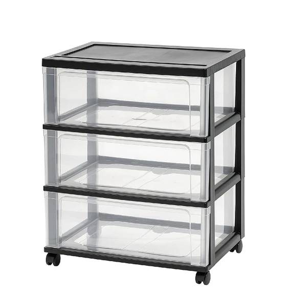 3 Drawer Wide Storage Drawer Cart with 4 Caster Wheels