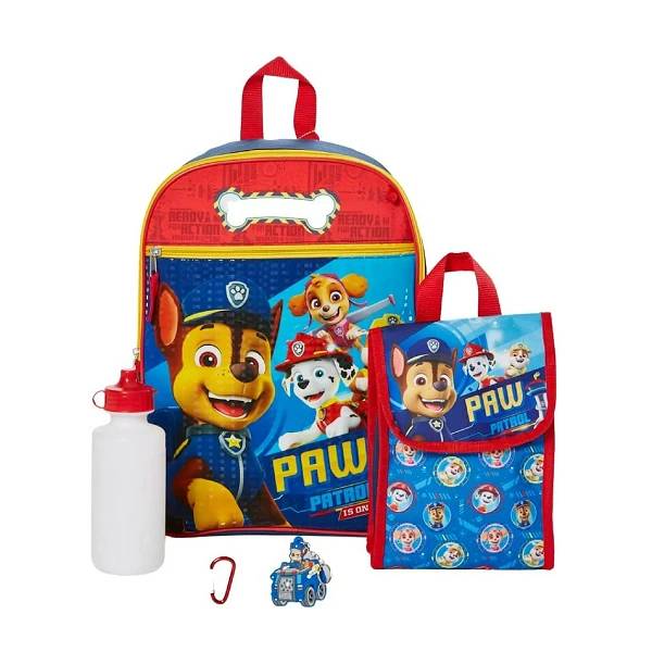 Paw Patrol Kids Backpacks with Lunch Bag and Water Bottle 5 Piece Set 16 inch