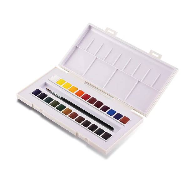 La Petite Aquarelle Watercolor Sets, 24-Color Half Pan Set