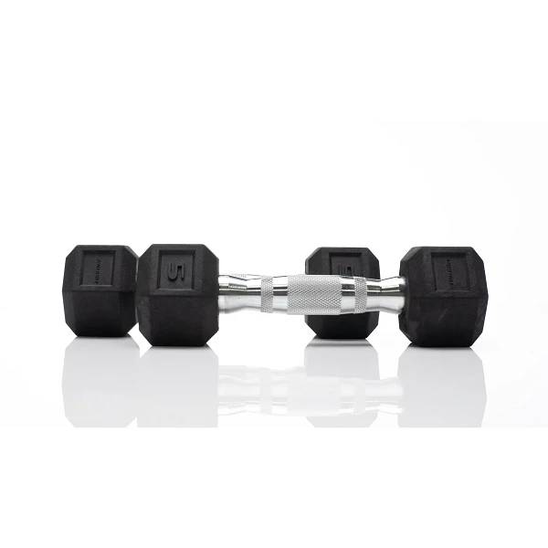 Tru Grit Fitness 5lb Rubber Hex Dumbbells (Pair)