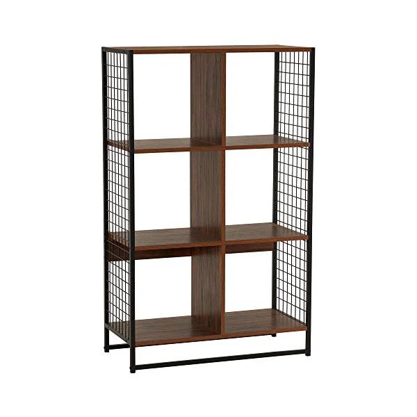 Household Essentials Hickory 6-Cube Organizer w/ Metal Mesh Sides