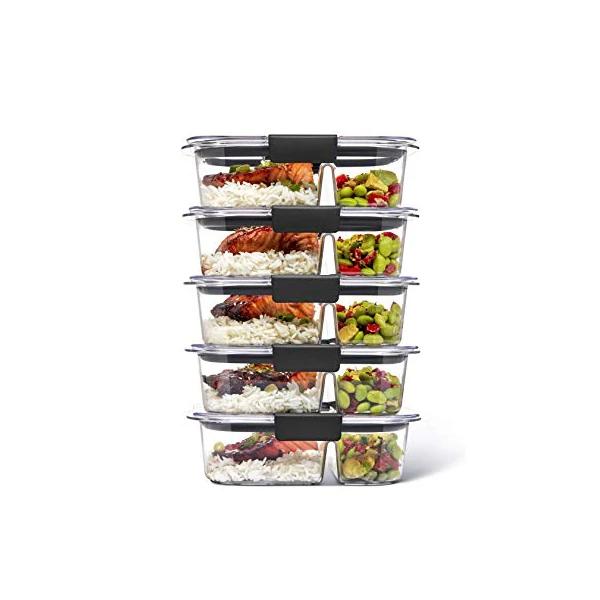 Rubbermaid Brilliance 2.85-Cup Meal Prep Container 5-Pack