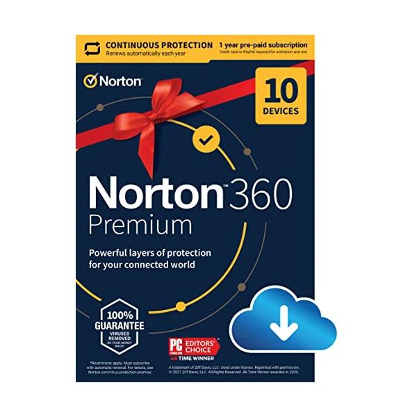 Norton 360 Premium (2022 Ready) Antivirus software for 10 Devices with Auto Renewal [Download]