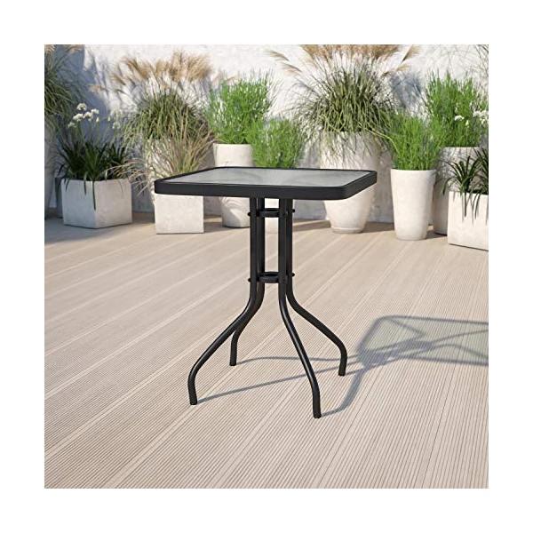 Flash Furniture 23.5'' Square Tempered Glass Metal Table