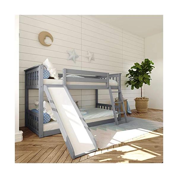 Max & Lily Twin Low Bunk Bed with Slide and Ladder