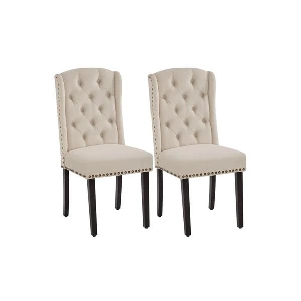 2 Pcs Upholstered Tufted Dining Chairs
