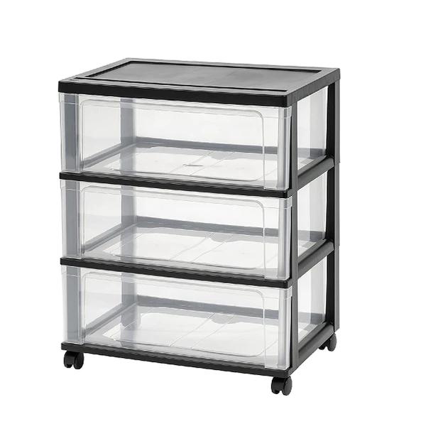 3 Drawer Wide Storage Drawer Cart with 4 Caster Wheels