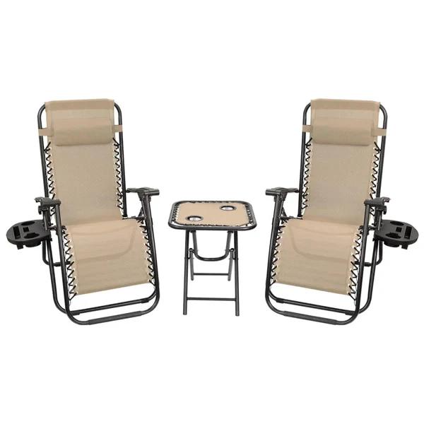 2 Zero Gravity Chairs with Table and Cup Holders (3 Colors)