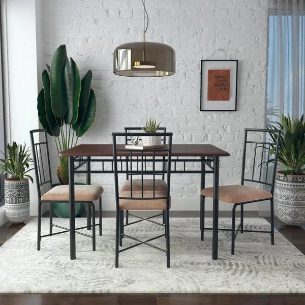 5-Piece Wood & Metal Dining Set