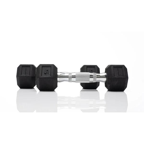 Tru Grit Fitness 5lb Rubber Hex Dumbbells (Pair)