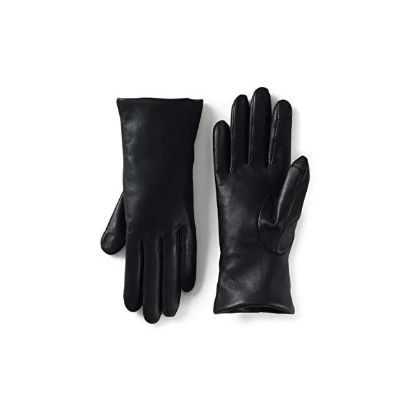 Lands’ End Womens 100% Cashmere Lined 100% Leather EZ Touch Tech Gloves