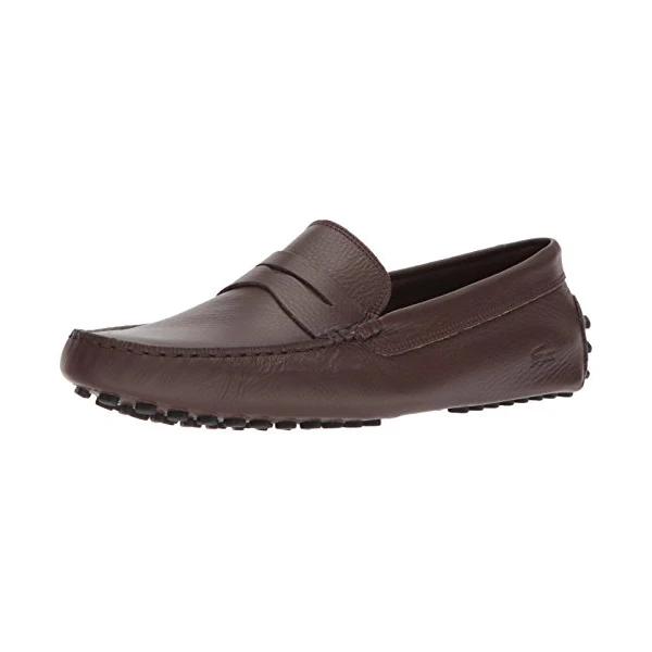 Lacoste Men’s Concours Driving Style Loafers (Brown/Black Leather)