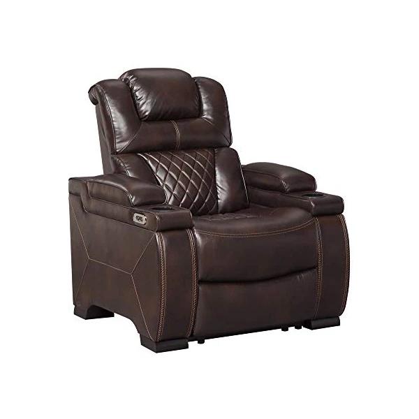 Signature Design by Ashley Warnerton Faux Leather Power Recliner with Adjustable Headrest