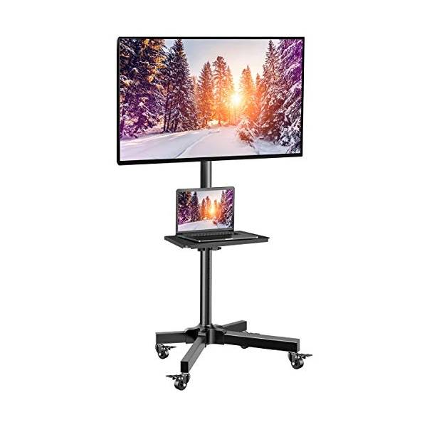 Mobile TV Cart with Wheels for up to 55" TVs with Laptop Tray