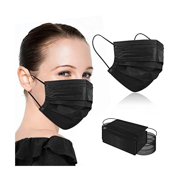 100 Pcs Black Disposable Face Masks