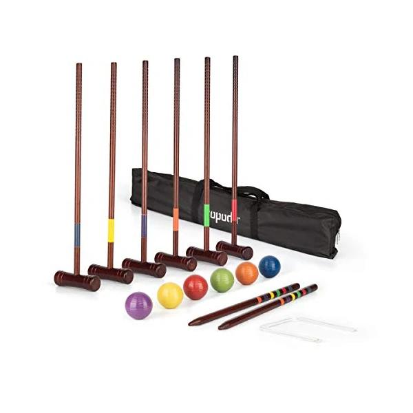 Six-Player Deluxe Croquet Set with Wooden Mallets