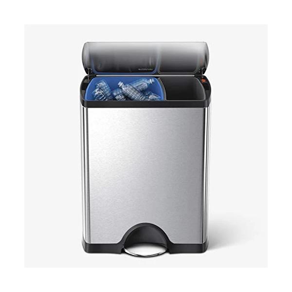 Rectangular Dual-Compartment Recycling Kitchen Step Trash Can