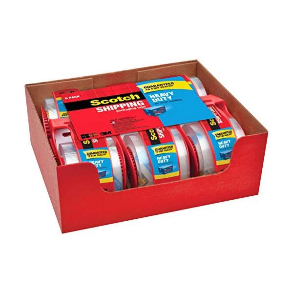 Scotch Heavy Duty Shipping Packaging Tape 6-Pack w/ Dispenser