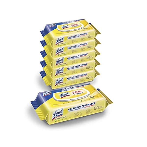 6 Packs (480 Count) Lysol Disinfectant Handi-Pack Wipes