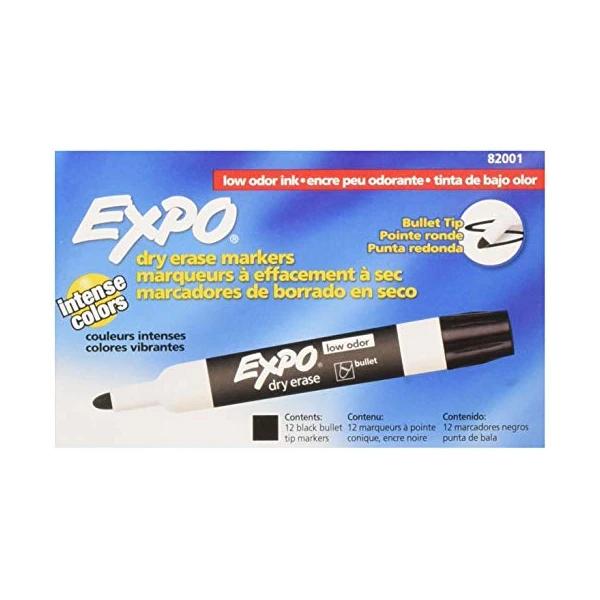 EXPO Bullet Black Dry Erase Markers (Pack of 12)