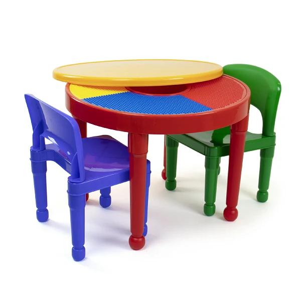 Humble Crew Kids 2-in-1 Plastic Dry Erase and Activity Table and 2 Chairs Set