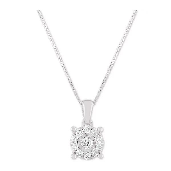 Diamond Halo 18" Pendant Necklace (1/3 ct. t.w.) in 14k White, Yellow or Rose Gold