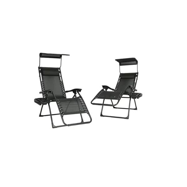 Set of 2 Gravity Free Chairs W/ Canopy, Drink Tray