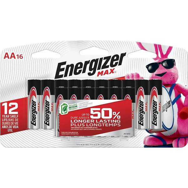 Energizer MAX AA Batteries (16 Pack), Double A Alkaline Batteries