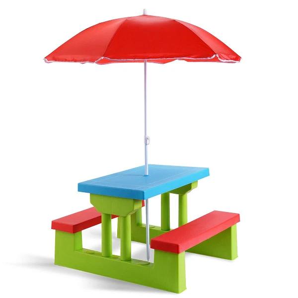 Costway 4 Seat Kids Picnic Table w/Umbrella