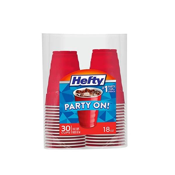 30 Pack Of Hefty Party On Disposable Red Plastic Cups