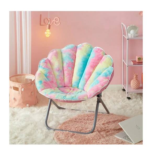 Faux Fur Scallop Saucer™ Chair with Holographic Trim