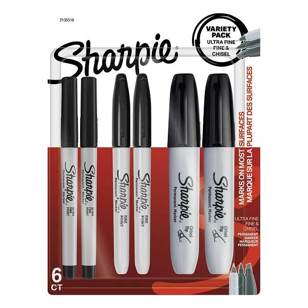 Sharpie Permanent Markers, Multi-Tip Pack - 6 Count