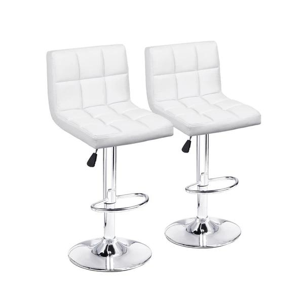 Set Of 2 Leather Height Adjustable Swivel Bar Stools (4 Colors)
