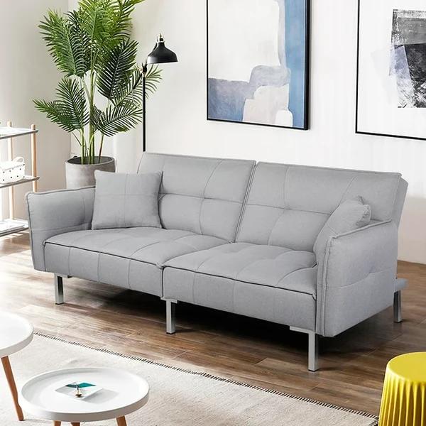Alden Design Fabric Covered Futon Sofa Bed w/ Adjustable Backrest