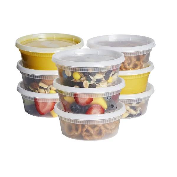 Plastic Deli Food Storage 8oz. Containers with Airtight Lids (48 Pack)