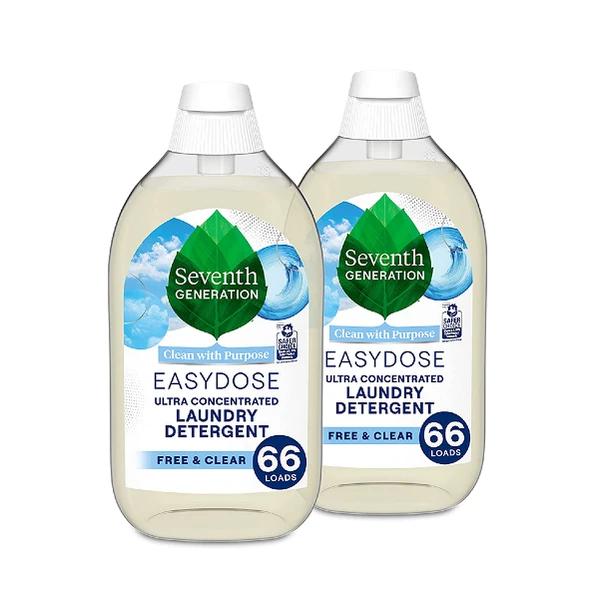 Seventh Generation Laundry Detergent, Ultra Concentrated EasyDose, Free & Clear (Pack of 2)
