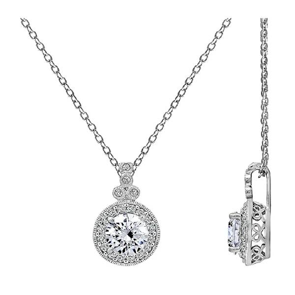 Amazon Collection Platinum-Plated Sterling Silver Pendant Necklace