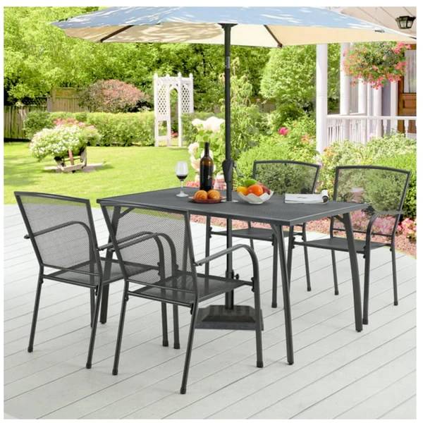 5-Piece Patio Metal Dining Set with 4 Stackable Chairs
