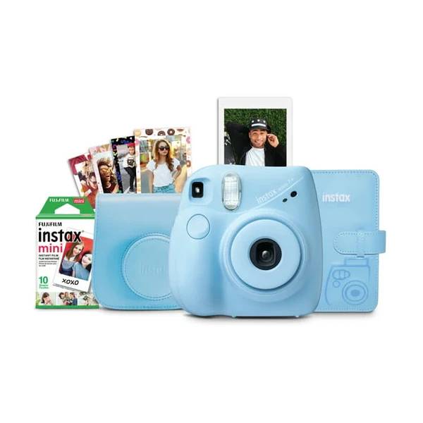 Fujifilm INSTAX Mini 7+ Bundle (10-Pack film, Album, Camera Case, Stickers)